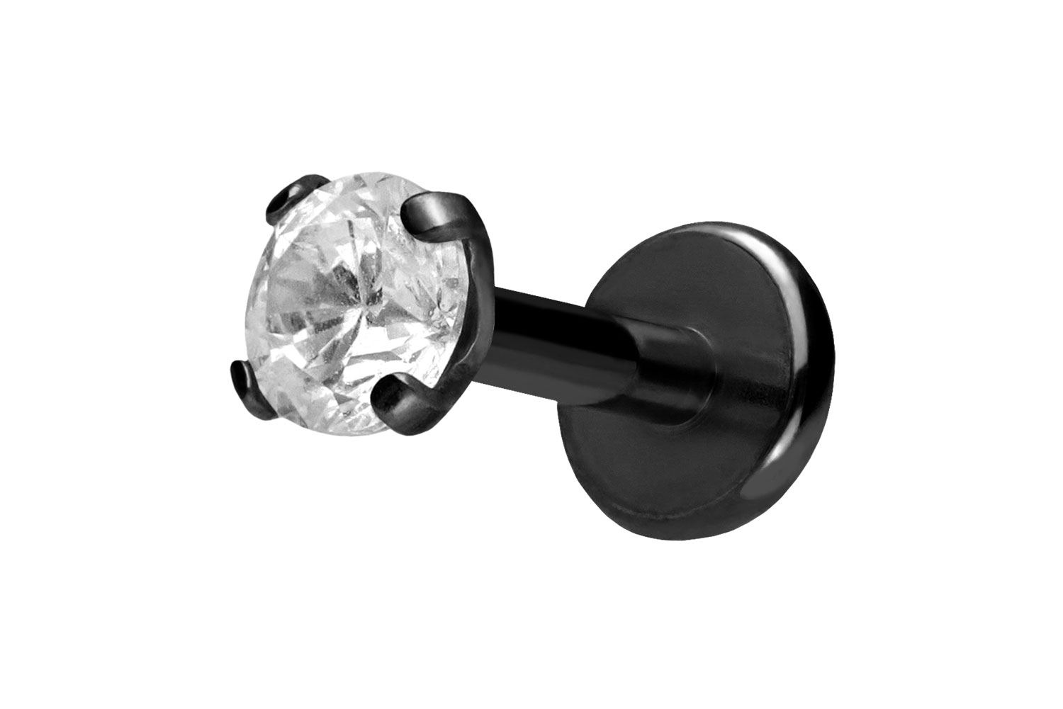 Titan Labret Piercing mit Push Fit EINGEFASSTER KRISTALL